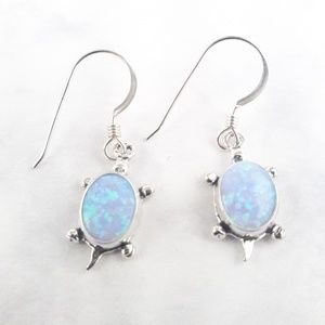 Blue opal sterling dangle earrings